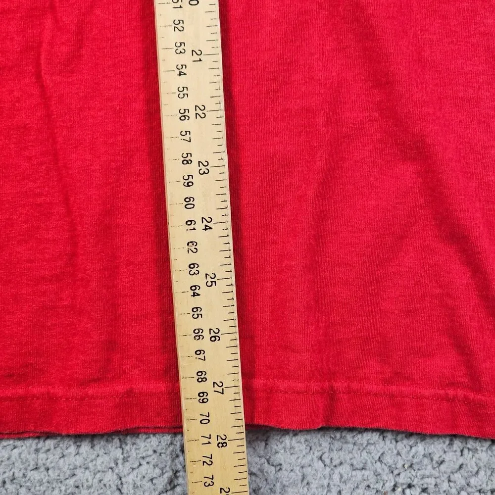 Vintage Adidas Shirt Mens Large Red USA Made Big Logo Graphic Faded 90s Y2K